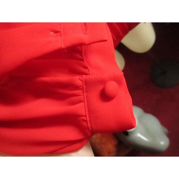 True Vintage David Matthew Red Pleated Button-Front Blouse Womens Size 10 - Picture 6 of 6